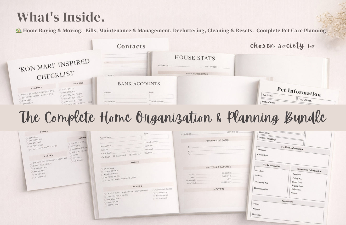 Home Organization Planner Bundle – Household Management, Cleaning & Pet Care Templates (Editable PLR)