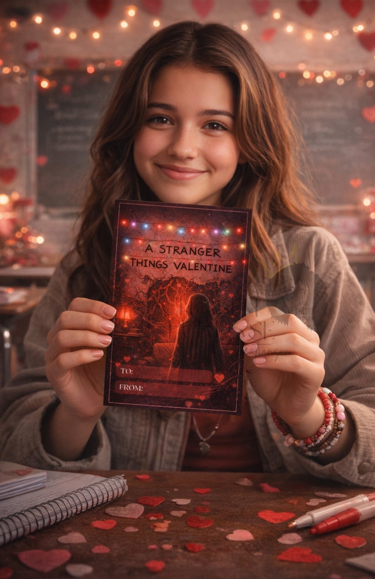 Stranger Things–Inspired Valentine Cards Set of 12 | Editable Canva Template + JPG Files | Printable Valentine’s Day Cards