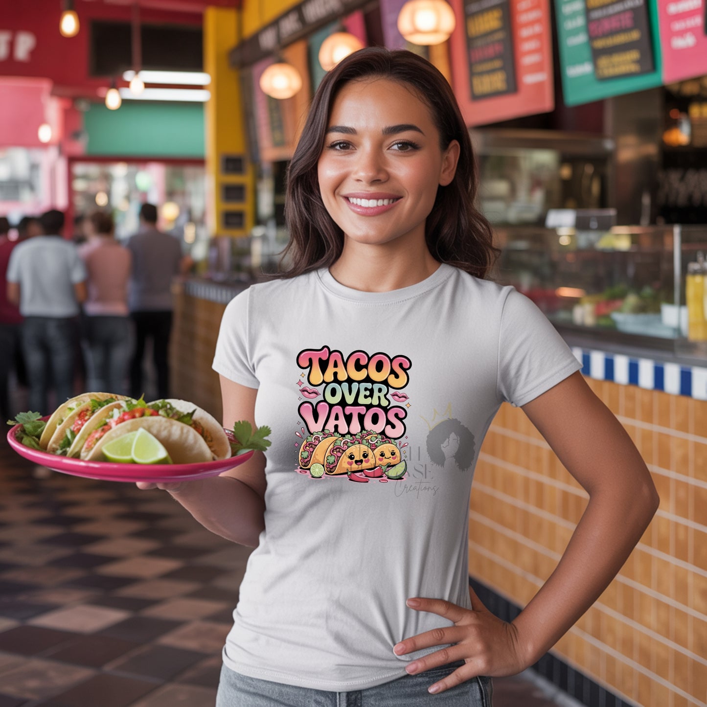 Tacos Over Vatos PNG Design | Taco Tuesday Shirt Graphic | Funny Food Quote PNG (2 Designs)