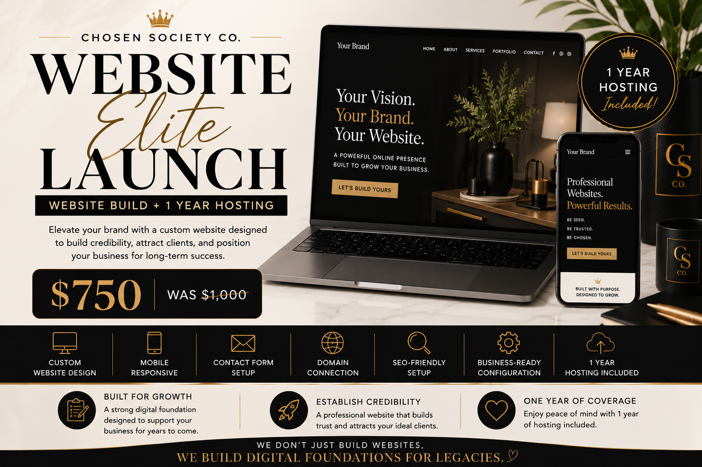 Website Launch Elite | Website Build + 1 Year Hosting