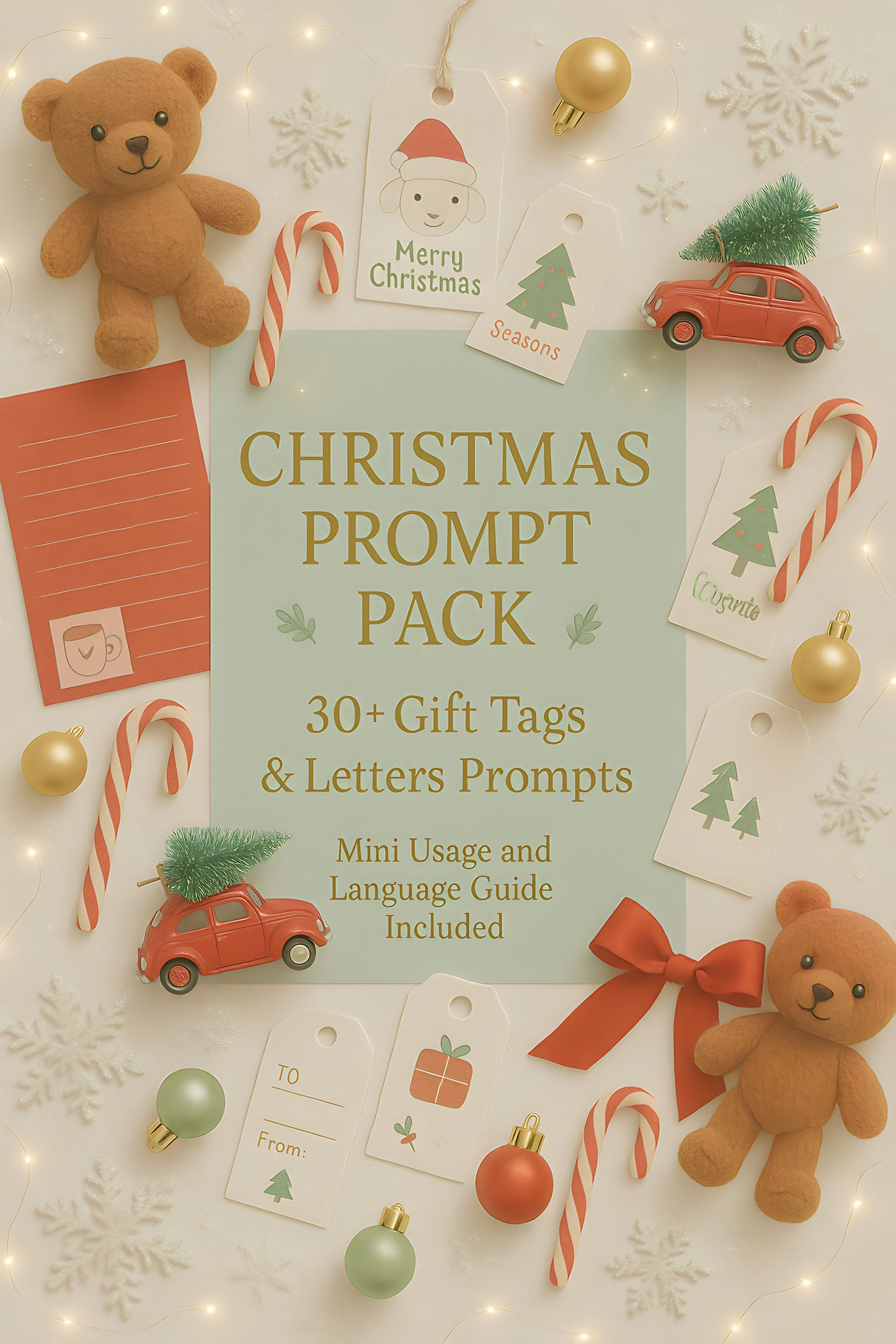Christmas Prompt Pack | 30+ Prompts + Mini How-To & Language Guide | 45 DFY Gift Tags