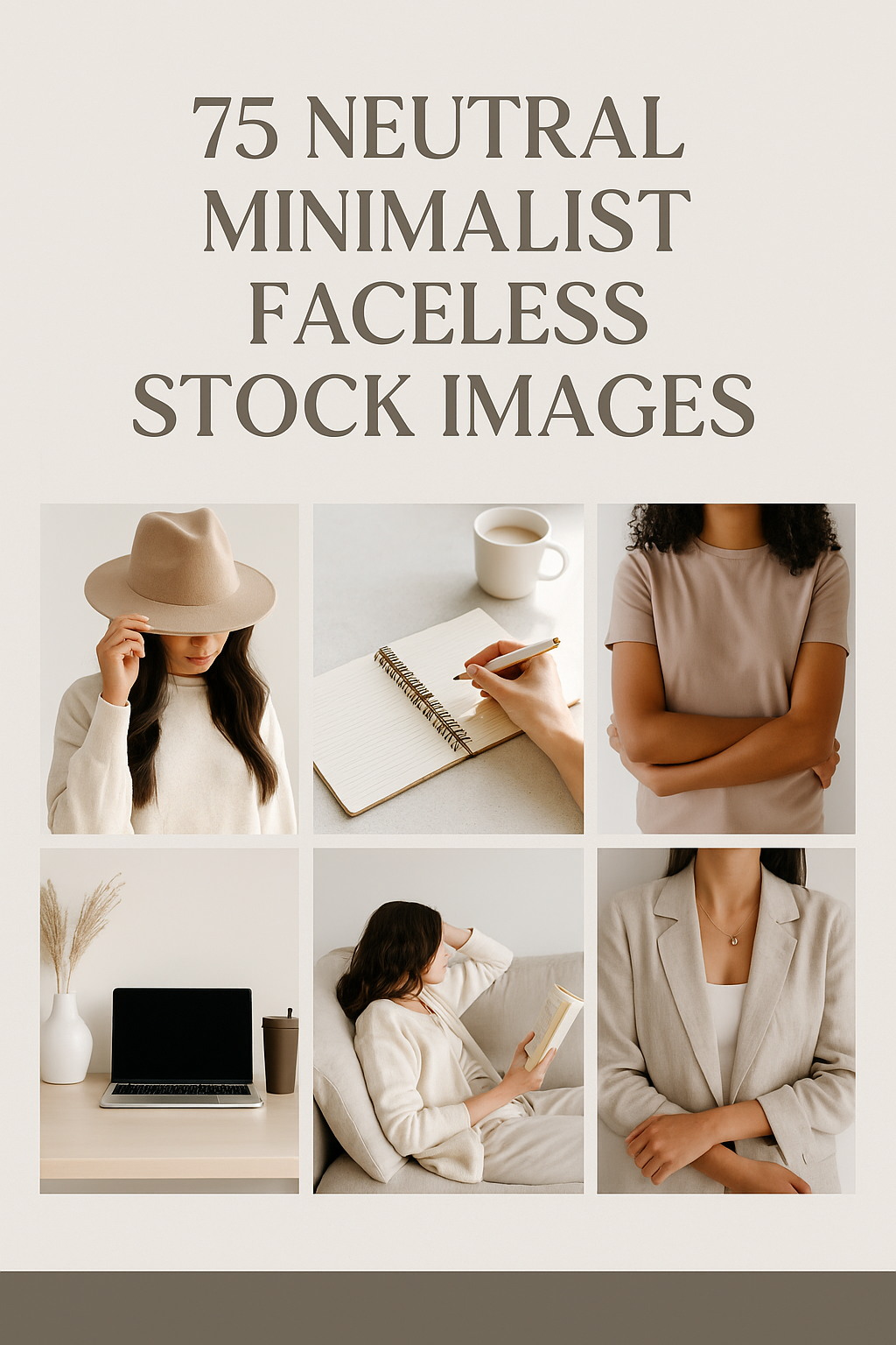 75 Neutral Minimalist Faceless Stock Images – Lifestyle & Workspace Aesthetic