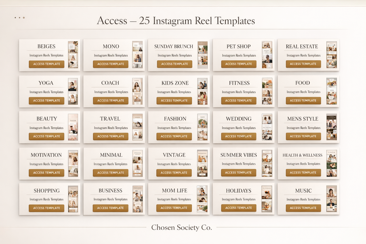 Instagram Reel Template Bundle – 25 Editable Canva Reel Templates (750+ Slides, PLR)