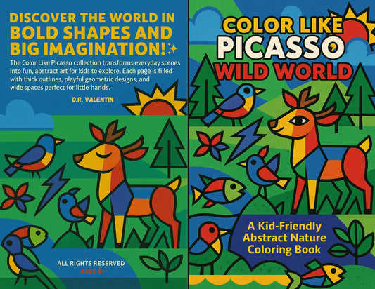 Color Like Picasso: Wild World – Kids Nature Coloring Book | Abstract Animals & Outdoors