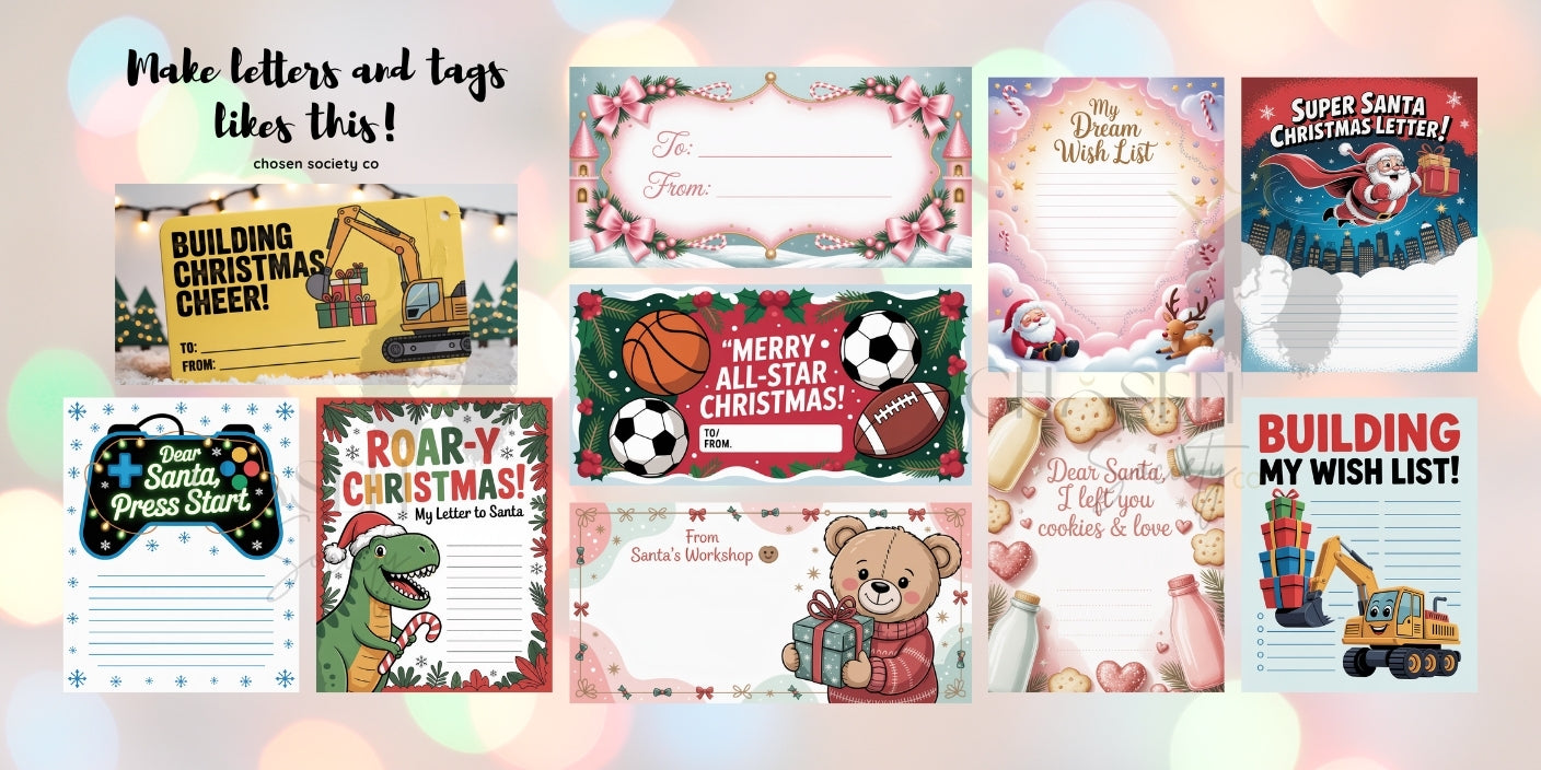 Christmas Prompt Pack | 30+ Prompts + Mini How-To & Language Guide | 45 DFY Gift Tags
