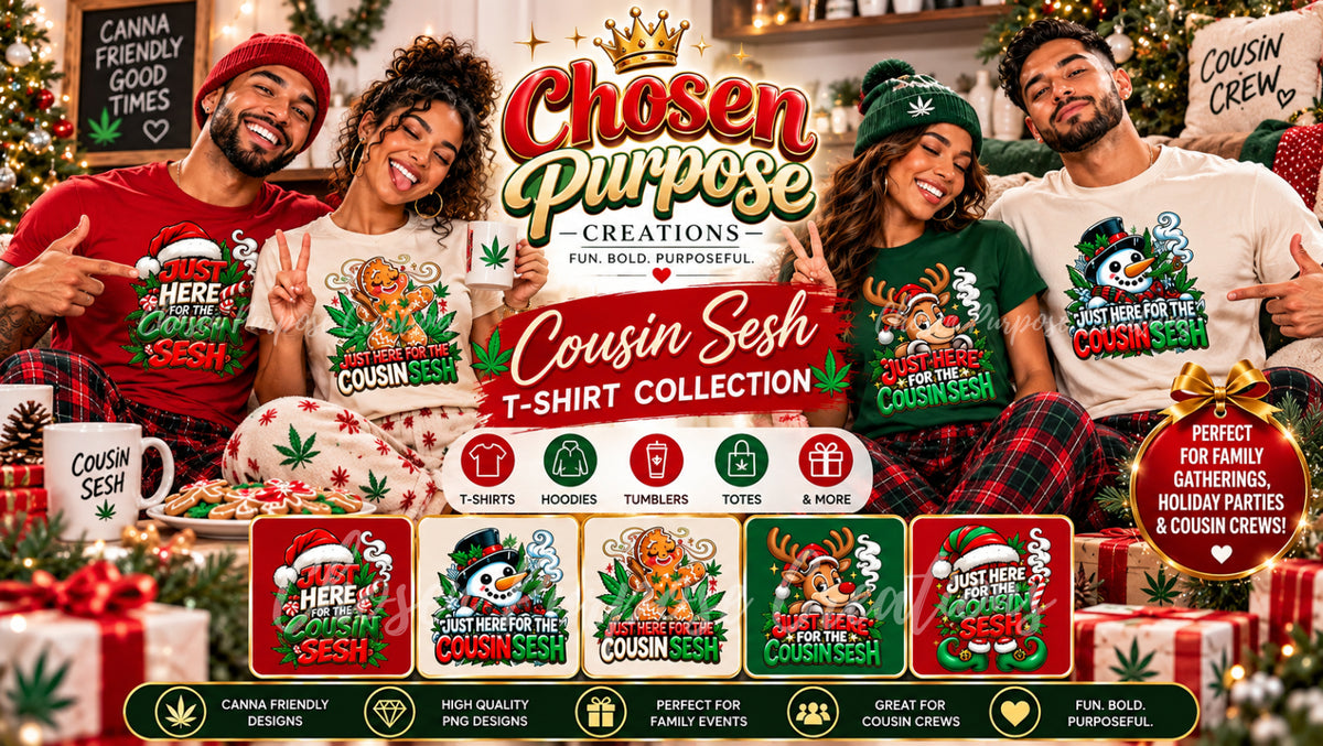Just Here for the Cousin Sesh PNG Bundle | 5 Christmas Designs for DTF & Sublimation