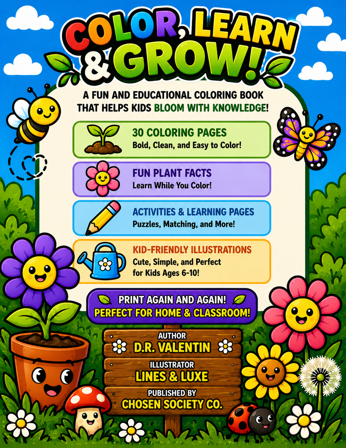 Color, Learn & Grow! Kids Plants & Flowers Coloring Book – Printable PDF with Fun Facts & Activities