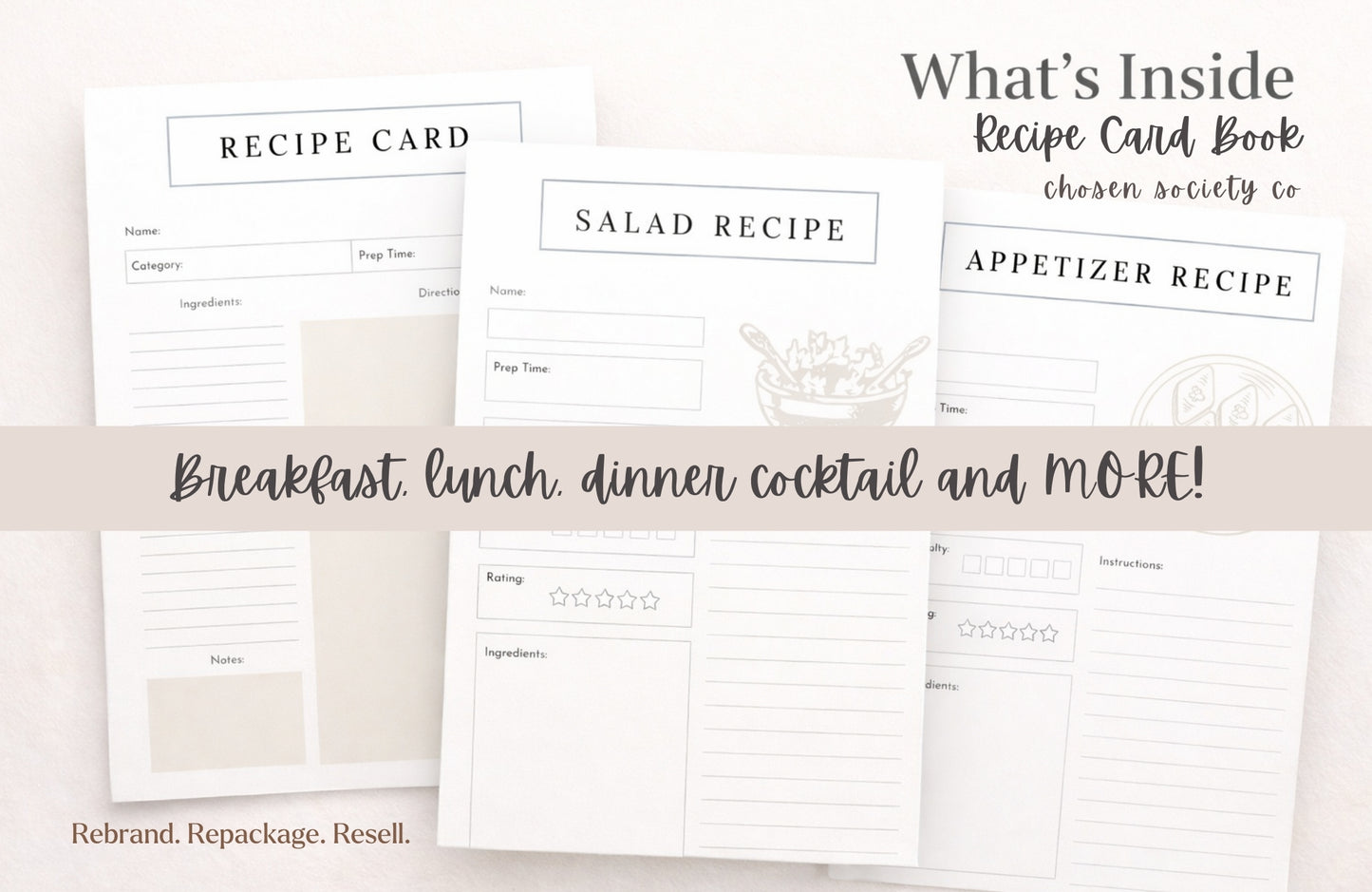 Healthy Living Planner Bundle (Editable PLR Templates for Meal Planning & Fitness)