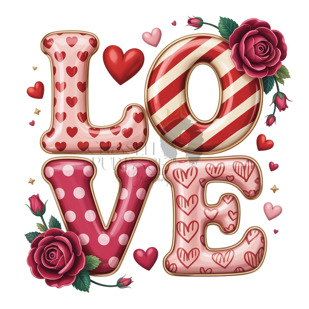 Valentine’s Day PNG Bundle | Love, XOXO, Be Mine & Stay Sweet Designs | High-Resolution Sublimation & POD Graphics