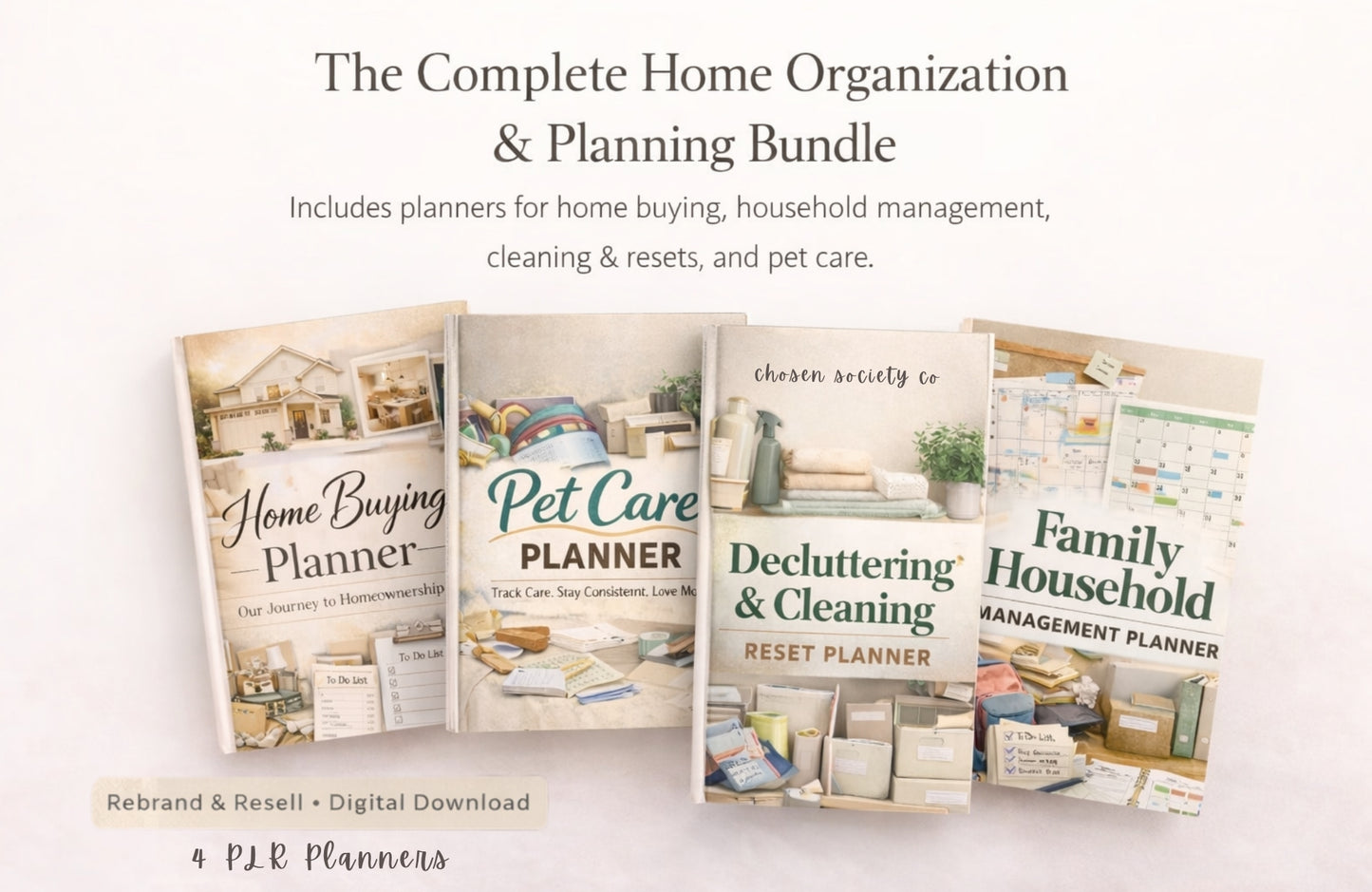 Home Organization Planner Bundle – Household Management, Cleaning & Pet Care Templates (Editable PLR)