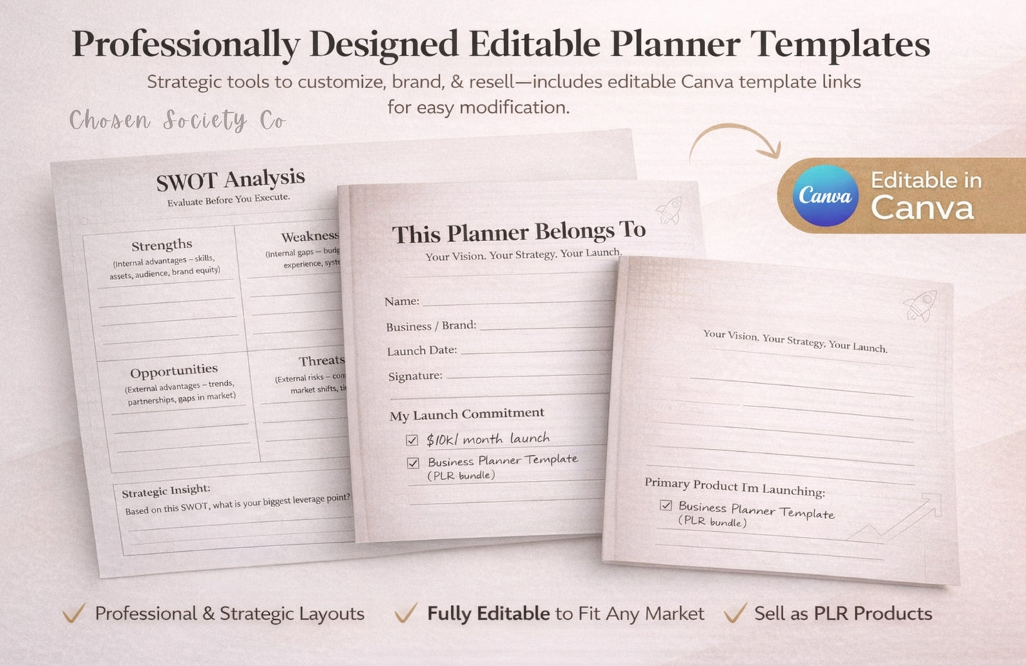 PLR Digital Business Planner Bundle – Product Launch, Small Business & Online Shop Planner (Rebrand & Resell Rights)