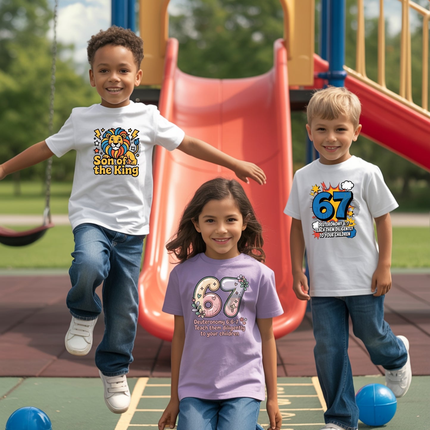 Playground & Praise PNG Bundle | Christian Kids’ T-Shirt Designs | Faith JPG/PNG Set for DTF, Sublimation & Stickers