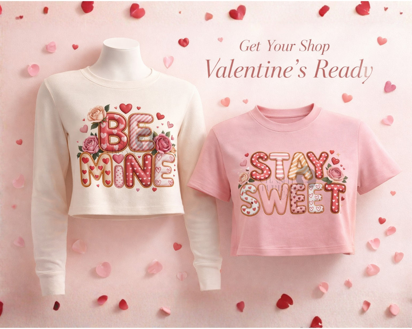 Valentine’s Day PNG Bundle | Love, XOXO, Be Mine & Stay Sweet Designs | High-Resolution Sublimation & POD Graphics