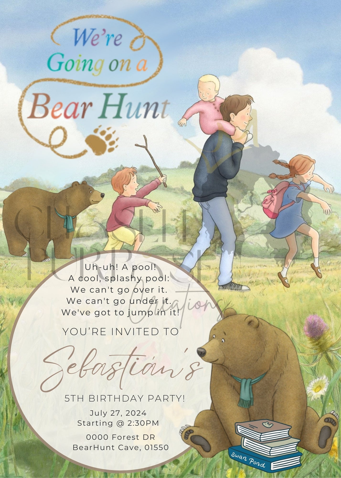 We’re Going on a Bear Hunt Birthday Invitation & Clip Art Bundle | Canva Editable Party Set