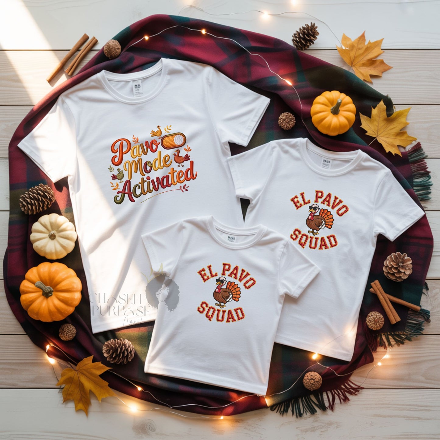 Thanksgiving T-Shirt Design Mixed Bundle PLR | 26 Festive PNGs (English & Spanish) with Faux Embroidery | DTF & Sublimation Designs to Rebrand & Resell