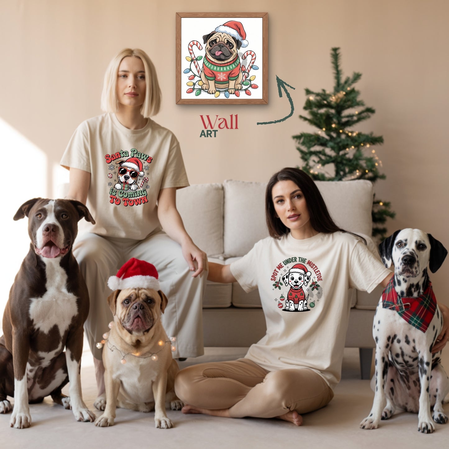 Feliz Navi-Dog Christmas Design Bundle | 30 PNG & JPG Files, 14 Dog Breeds | Holiday T-Shirt, Sticker & Wall Art Graphics (Commercial Use Only)