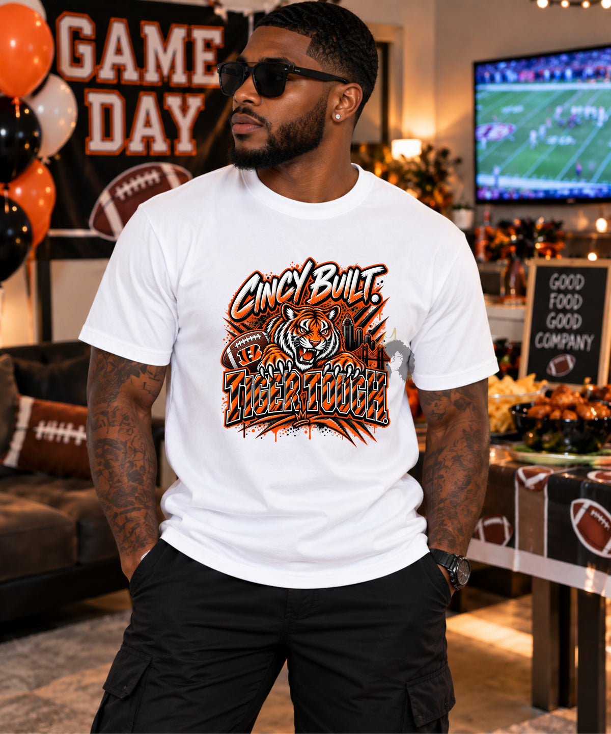 Cincinnati Football Shirt & Hoodie | Cincy Built Tiger Tough | Bengals Inspired Game Day Apparel
