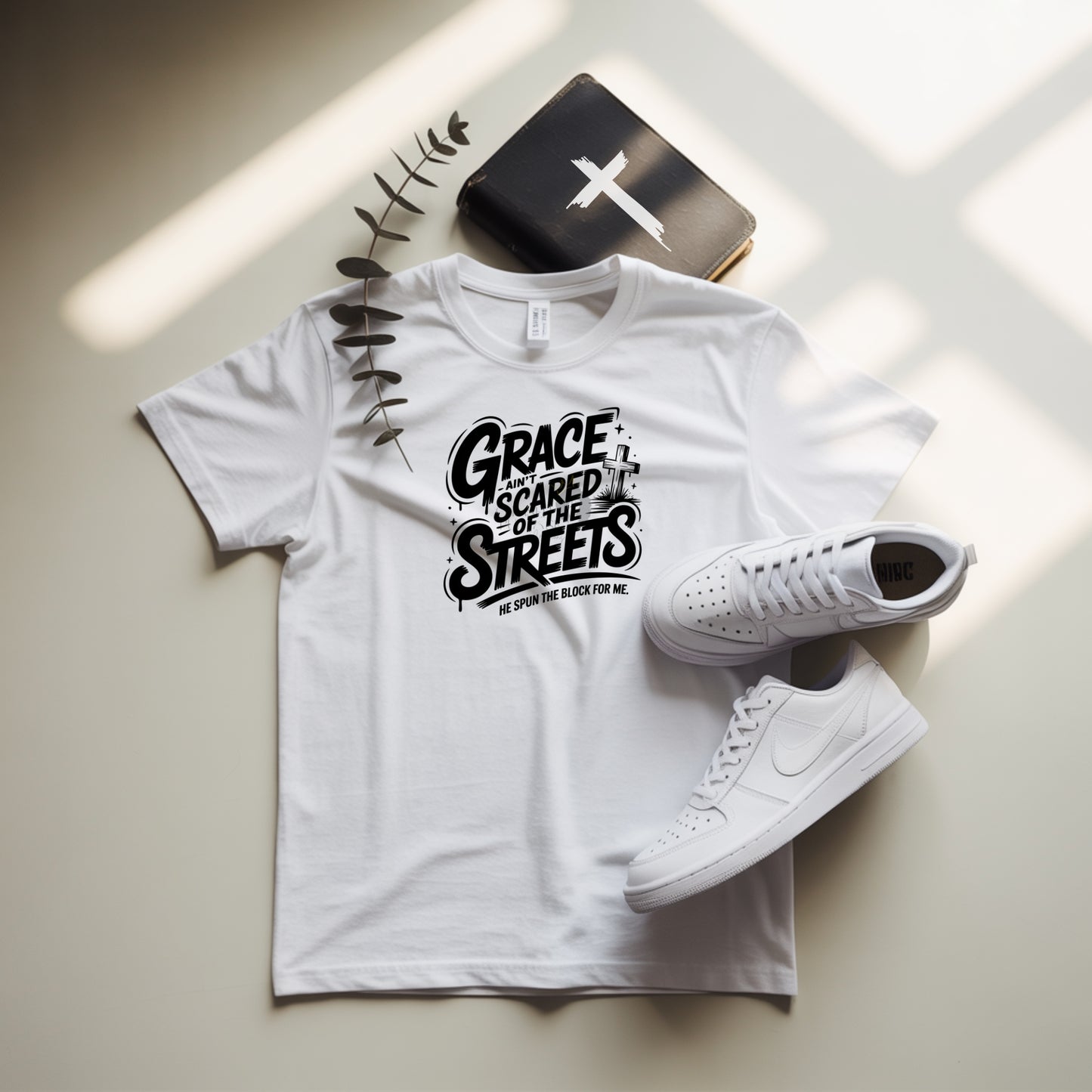 Grace Ain’t Scared of the Street PNG | Christian Urban Quote Design for Vinyl, DTF & Sublimation | Faith Streetwear Graphic