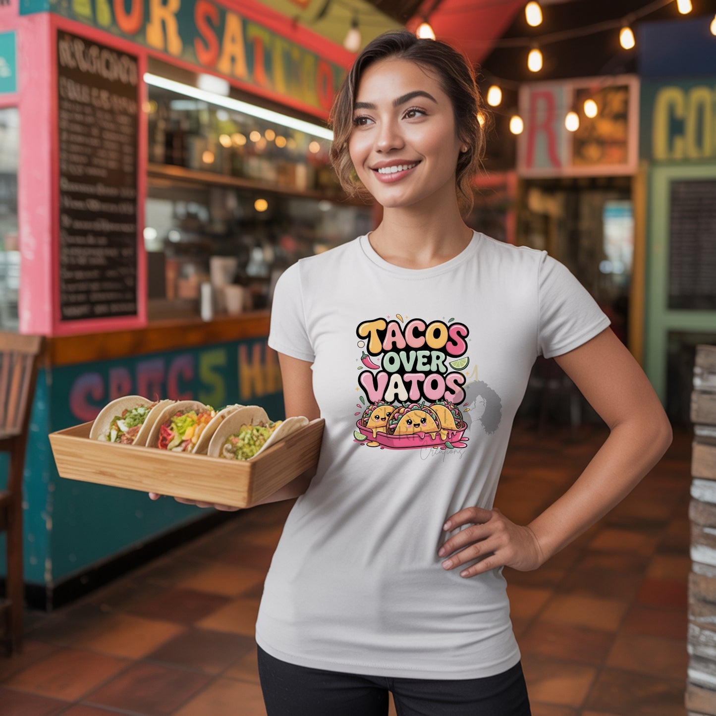 Tacos Over Vatos PNG Design | Taco Tuesday Shirt Graphic | Funny Food Quote PNG (2 Designs)