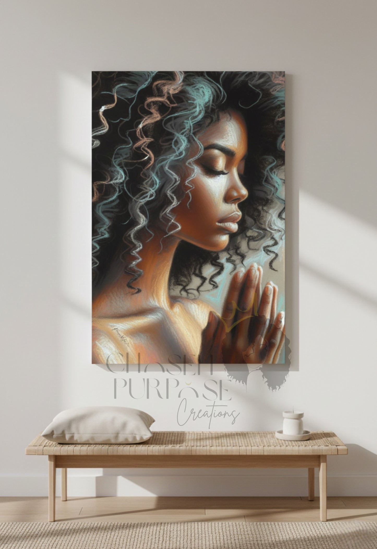 Woman in Prayer printable art – serene and soulful digital wall decor