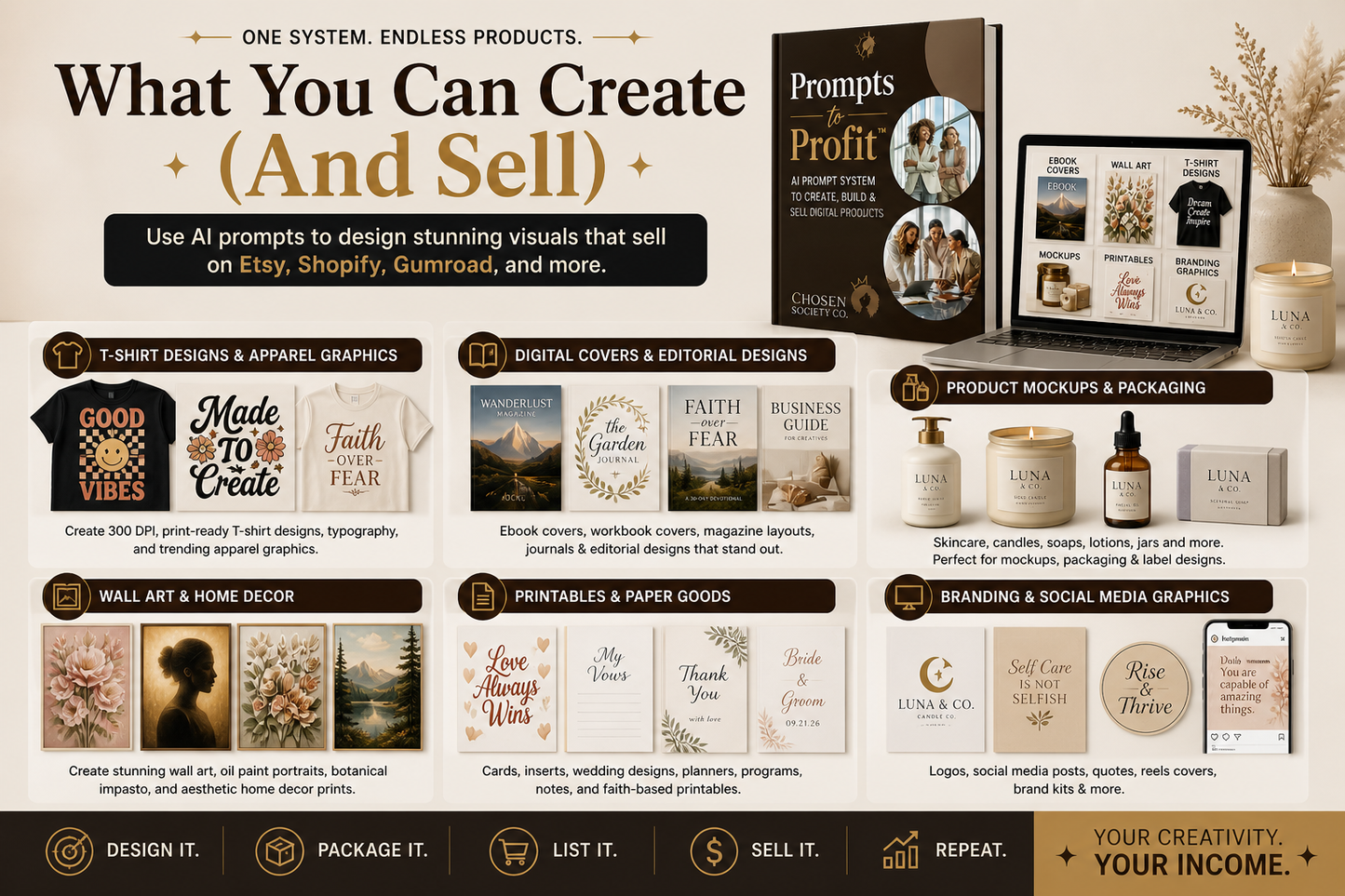 Prompts to Profit™ – AI Digital Product Creation System (1,000+ Prompts to Design, Build & Sell)