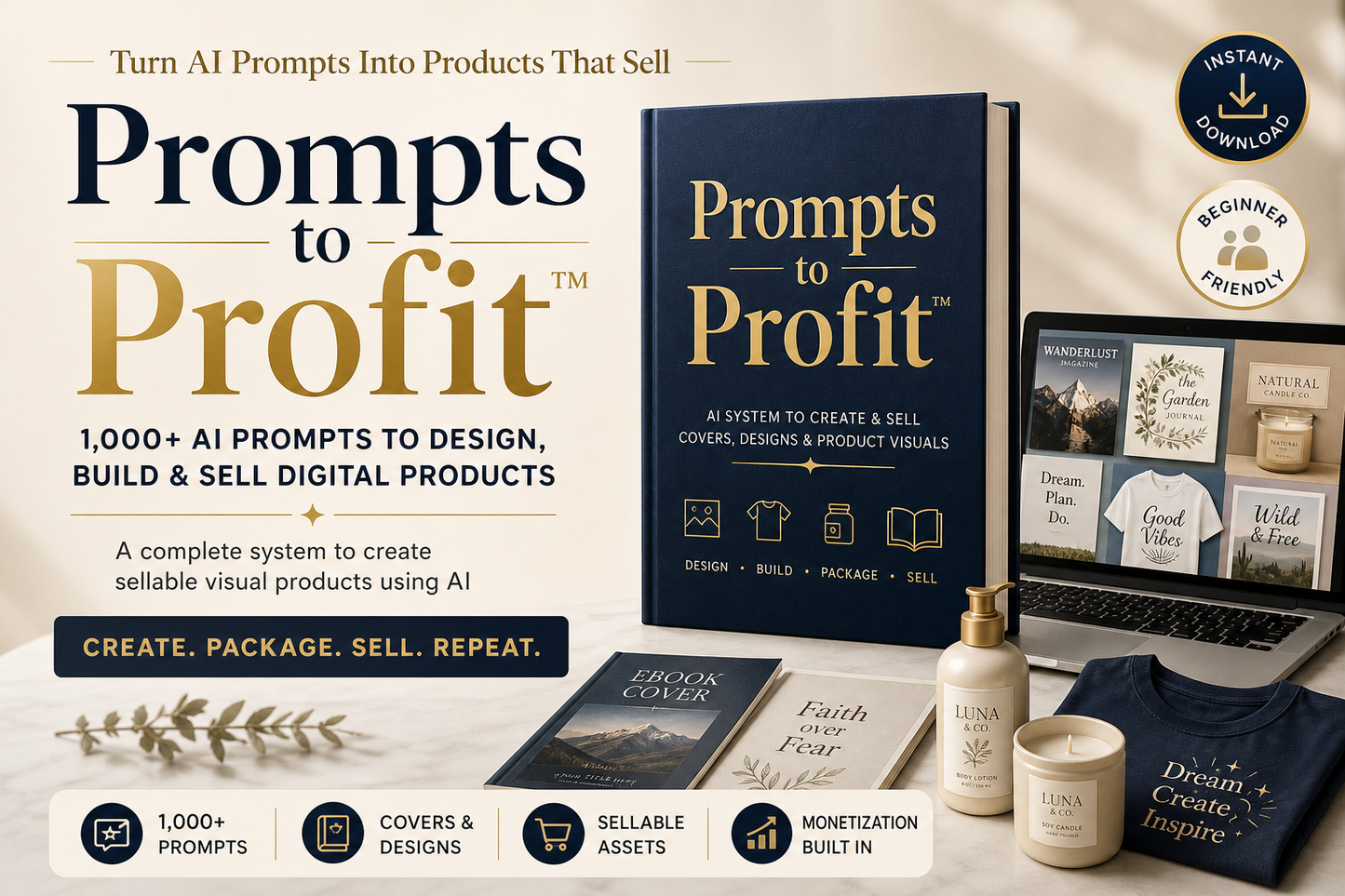 Prompts to Profit™ – AI Digital Product Creation System (1,000+ Prompts to Design, Build & Sell)