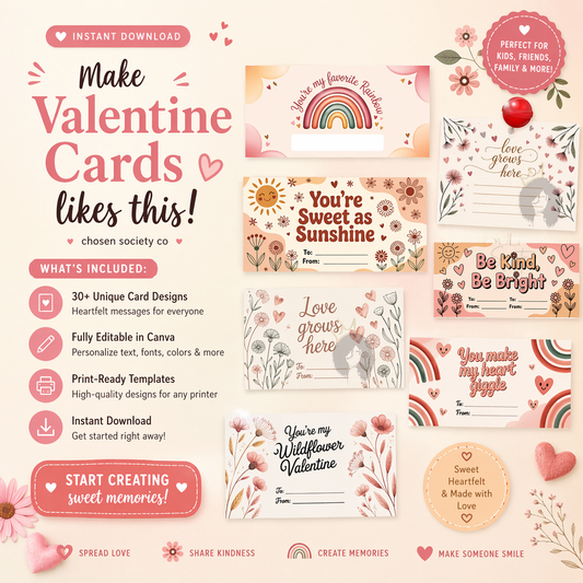 Collection of Valentine's Day cards with various designs and text on a pink background.