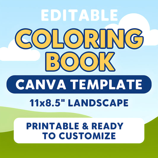 PLUG-AND-PLAY Coloring Book Canva Template – 11x8.5" Landscape | Printable & Ready to Customize