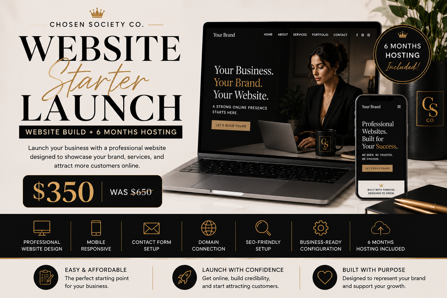Website Launch Starter | Website Build + 6 Months Hosting