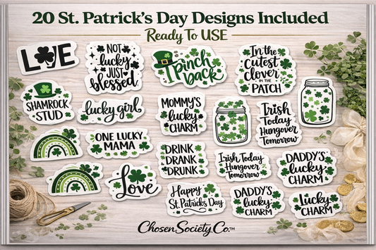 St. Patrick’s Day Graphics Vault – 60+ SVG & PNG Designs with Door Signs (PLR)