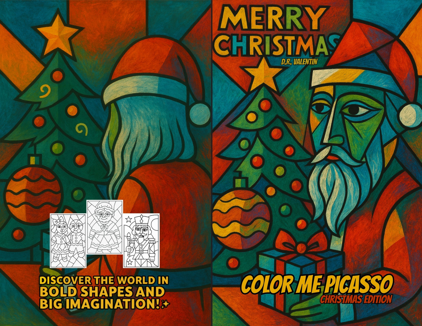 Color Me Picasso: Christmas Foldable Book | Editable Canva Template + Protected PLR | Ready-to-Print Kids Activity Book (Read License Terms)