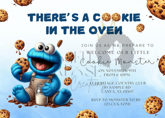 Cookie-Themed Baby Shower Invitation + Matching Banner | Canva Editable Party Set