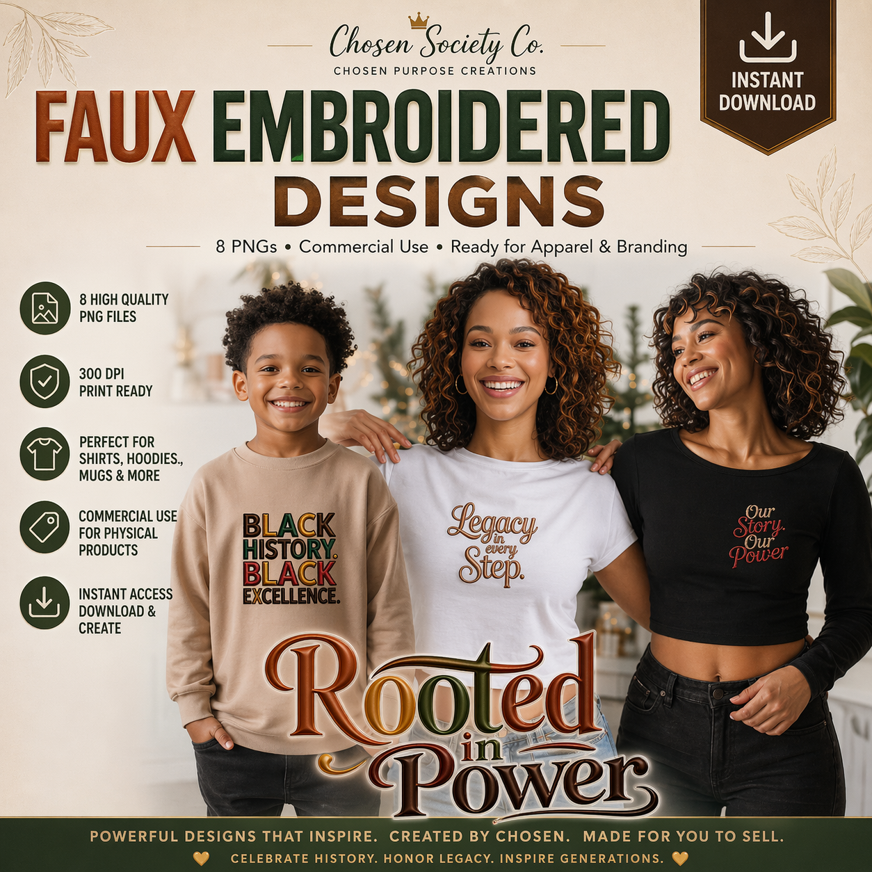 Rooted in Power PNG Bundle – Black History Black Excellence Digital Art