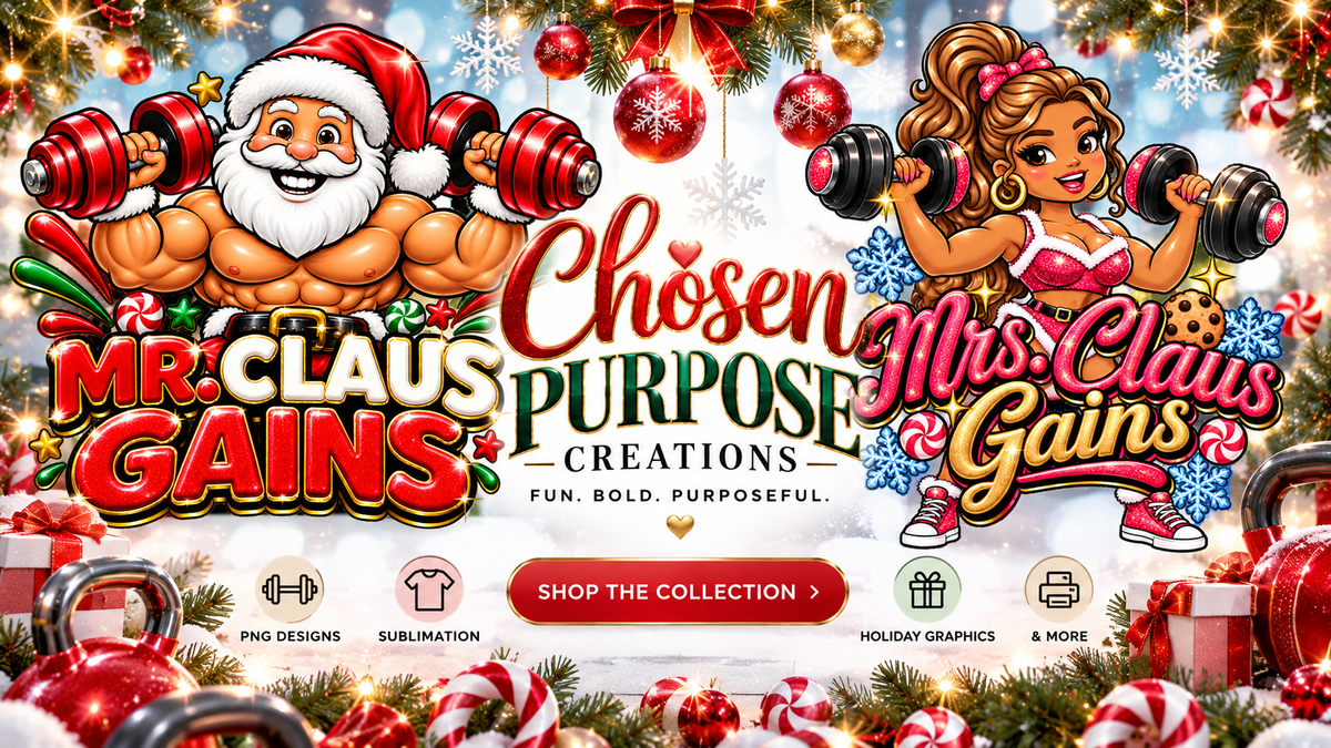 Mr. & Mrs. Claus Gains PNG Bundle | Christmas Fitness Designs for DTF & Sublimation