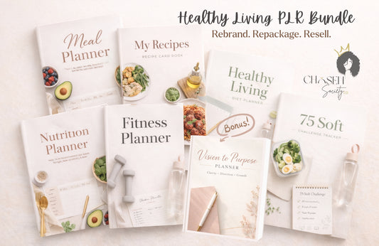 Healthy Living Planner Bundle (Editable PLR Templates for Meal Planning & Fitness)