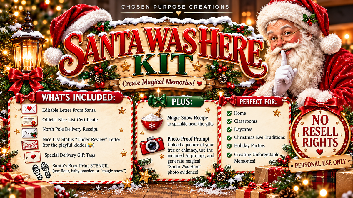 Santa Was Here Kit | Editable Canva Christmas Bundle | Letters, Certificates, Delivery Tags, Boot Print Stencil, Magic Snow & Photo Proof Prompt
