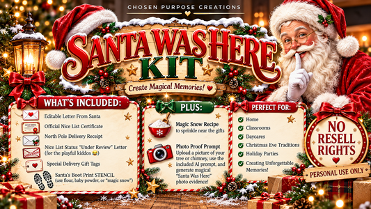 Santa Was Here Kit | Editable Canva Christmas Bundle | Letters, Certificates, Delivery Tags, Boot Print Stencil, Magic Snow & Photo Proof Prompt