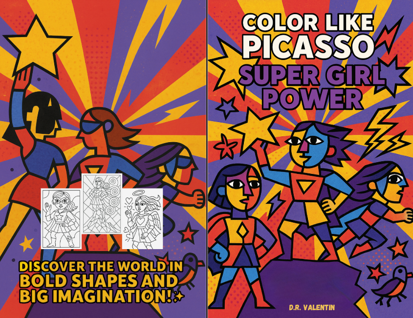 Color Like Picasso: Super Girl Power – Print, Fold & Color Edition