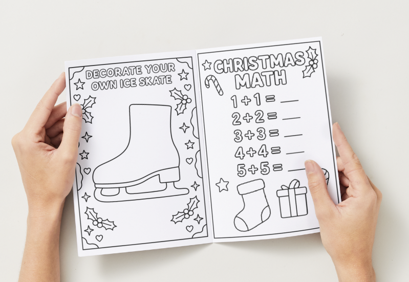 60 Christmas Coloring & Activity Sheet Bundle | PLR Printable Pack + Foldable Coloring Book Canva Template