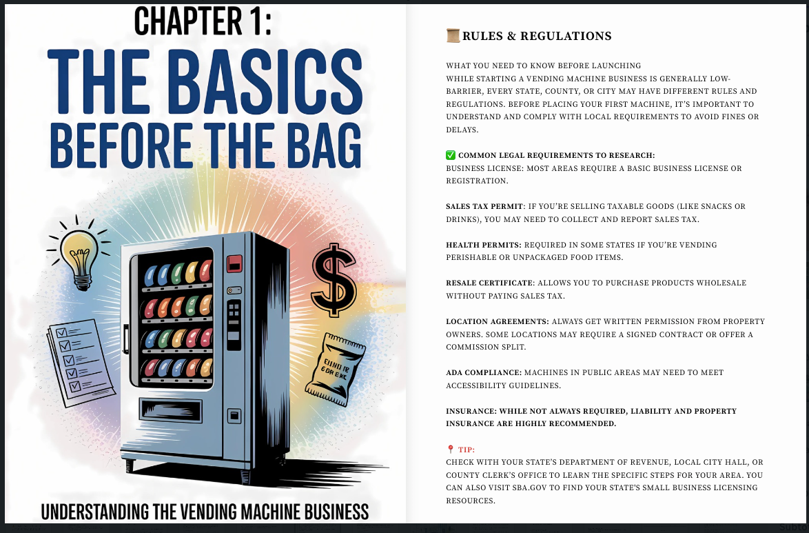 Vending Machine Business Startup Ebook + Tools | Step-by-Step Beginner Guide