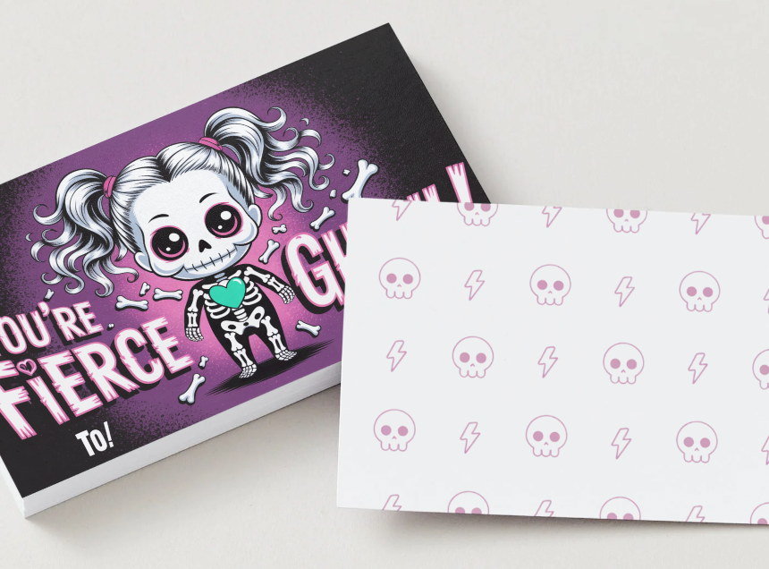 24 Chibi Spooky Valentine’s Cards Bundle | 12 Girls + 12 Boys | Canva Template Included for Name Customization | Printable Kids Cards (Personal Use Only)