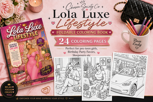 Lola Luxe™ Printable Coloring Book for Tween & Teen Girls (Ages 8–14) | Fashion & Lifestyle 8.5x11 PDF
