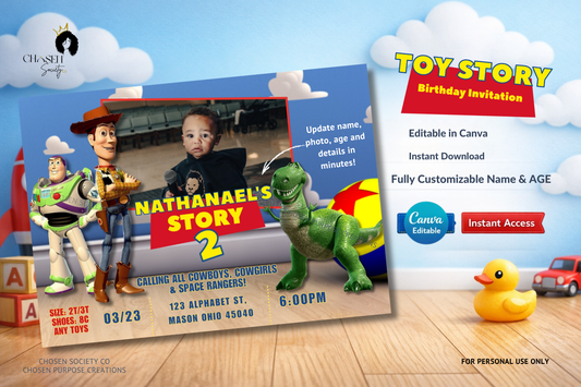 Toy Story Birthday Invitation Editable Template | Canva Instant Download | Kids Party Invite Digital