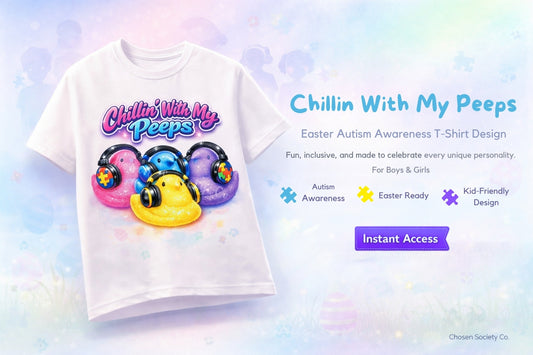 Chillin With My Peeps T-Shirt Design PNG | Easter Autism Shirt Graphic | Commercial Use Digital Download