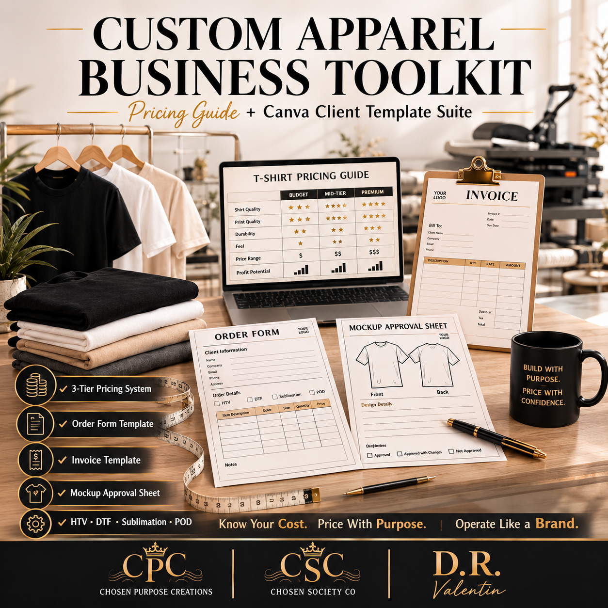 Custom Apparel Business Toolkit – T-Shirt Pricing Guide & Client Templates