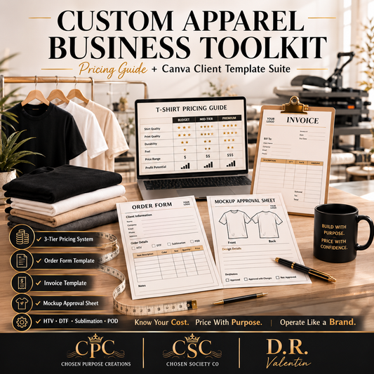 Custom Apparel Business Toolkit – T-Shirt Pricing Guide & Client Templates