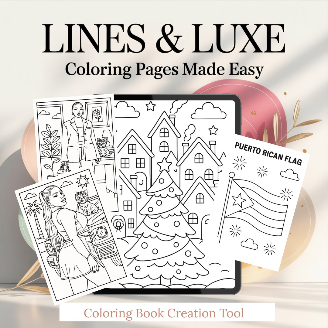 Lines & Luxe™ Custom Coloring Pages & Covers | Upload Your Photo → Print-Ready Line Art | Faith, Kids & Fantasy Styles