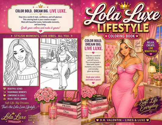 Lola Luxe™ Printable Coloring Book for Tween & Teen Girls (Ages 8–14) | Fashion & Lifestyle 8.5x11 PDF