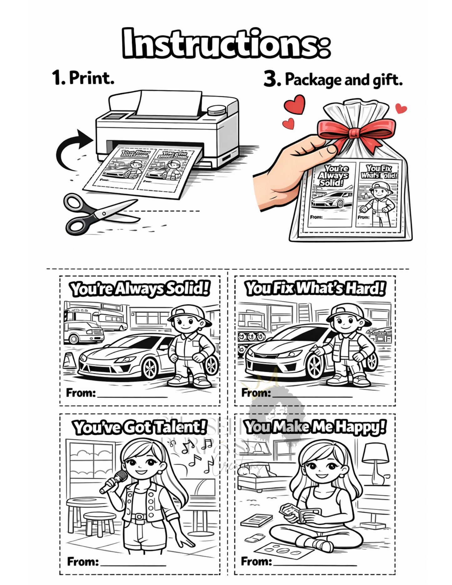 Color-Your-Own Valentine's | 24 Printable Cards for Kids | Classroom-Friendly