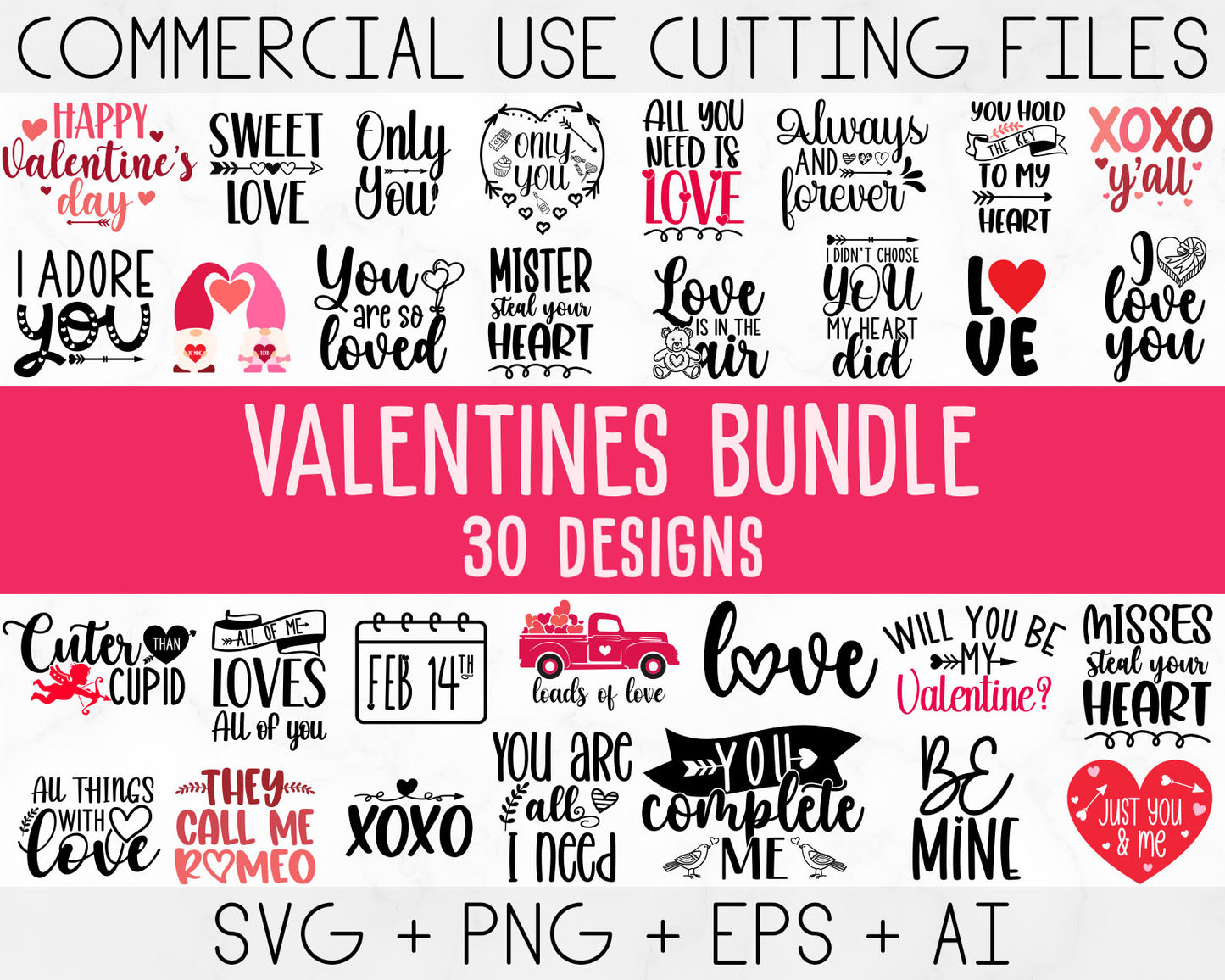 Valentine’s Day SVG & PNG Bundle – 50 Designs for Kids, Apparel & Gifts (Commercial Use)